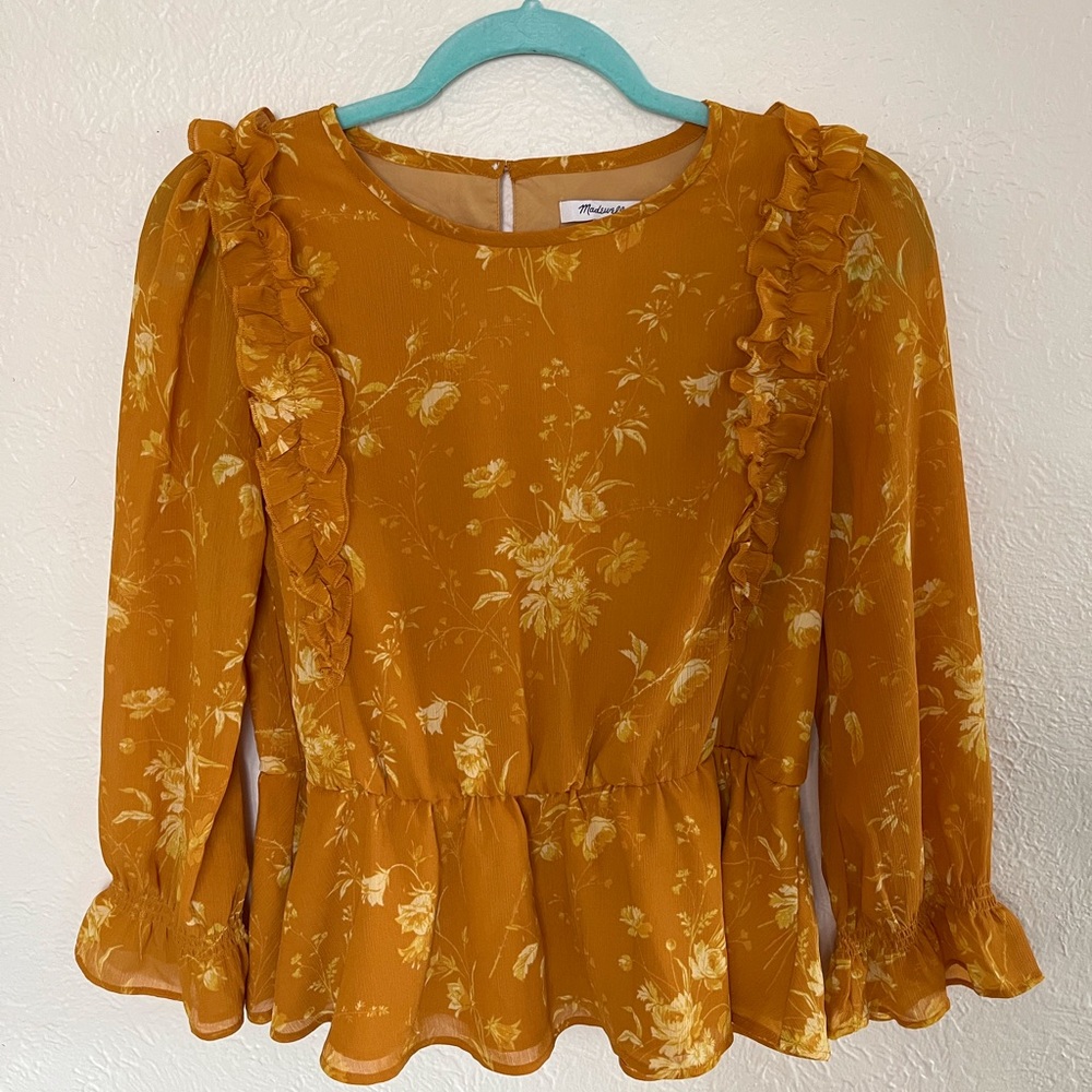 Madewell Yellow Floral Blouse NWOT